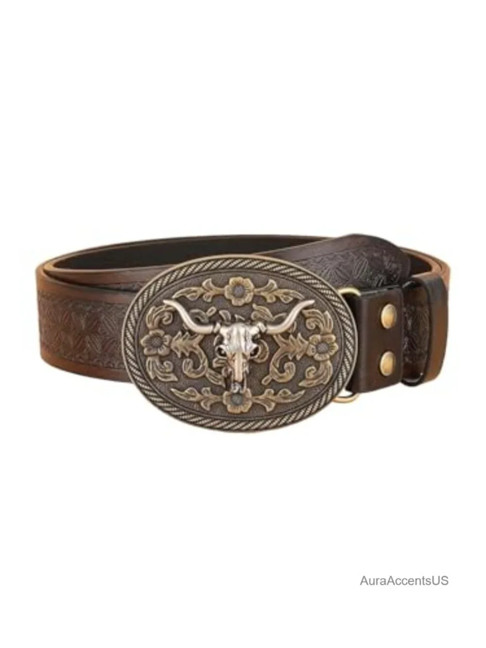 Western Faux Leather Belt with Metal Buckle, Women's Cowgirl Country Outfit